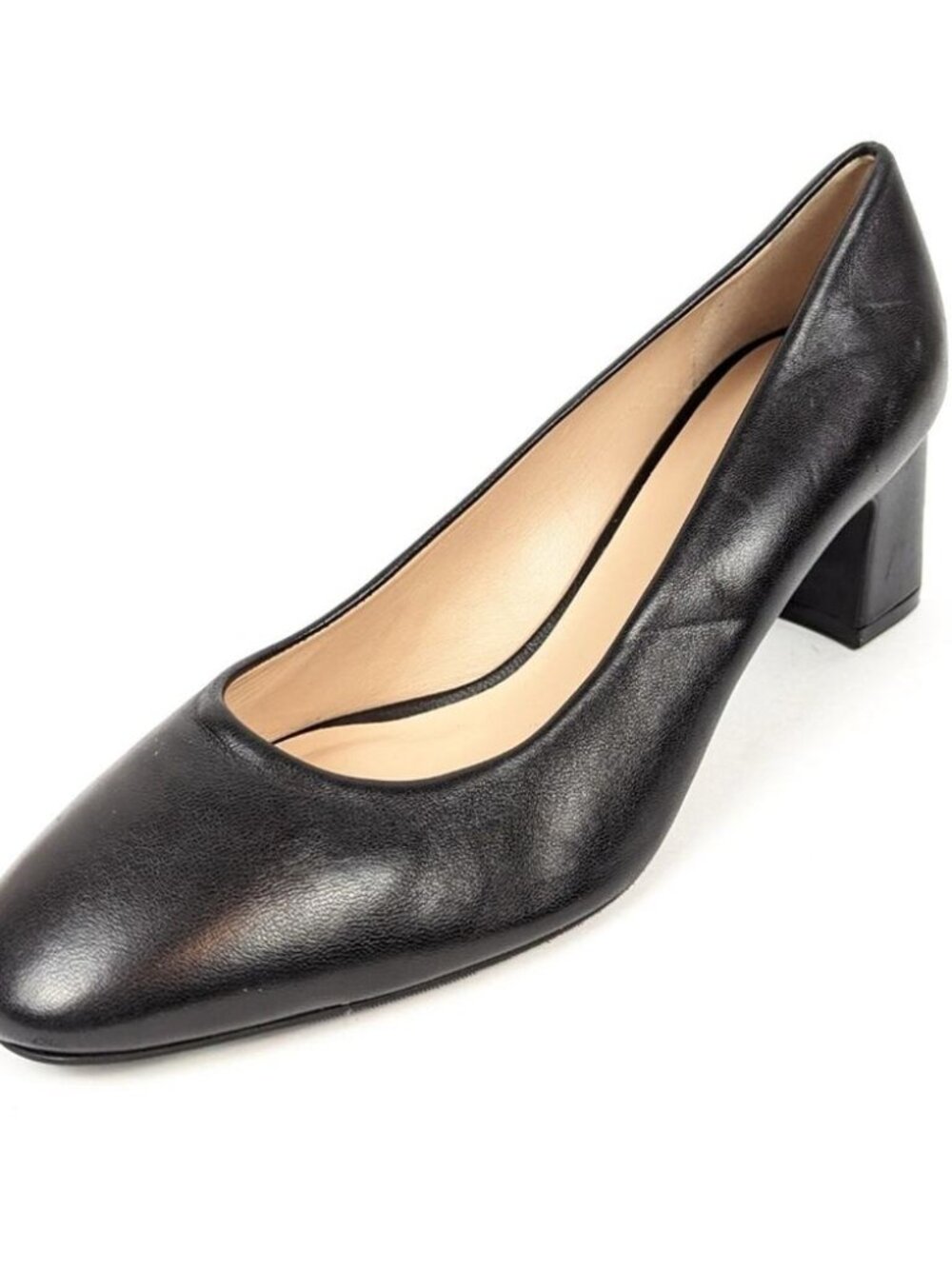 Stuart Weitzman Black Vida 75 Leather Round Pump Business Career Heels Size 10